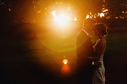 Wedding photography with a sunset in the background