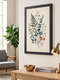 Satin Black Picture Frame with floral print